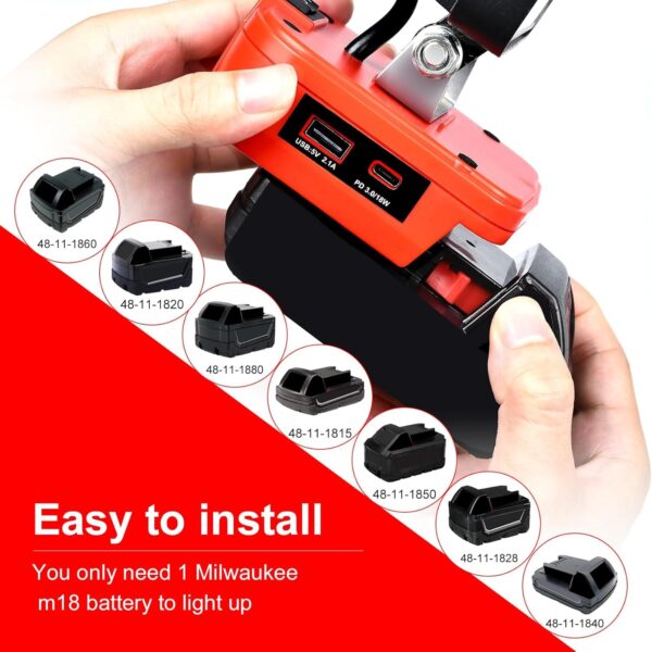 Cordless LED Work Light for Milwaukee M18 18V Battery - Image 3