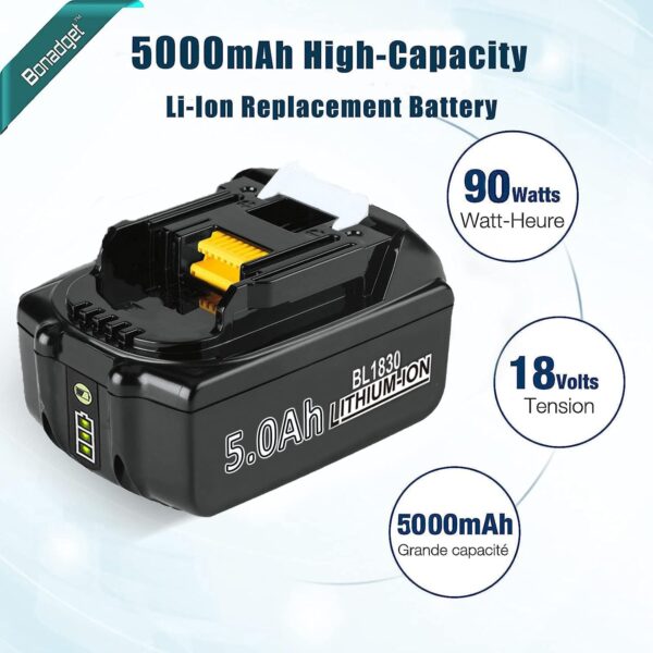 2 Pack 18V 5.0Ah BL1850B Battery Compatible with Makita 18V Batteries - Image 3