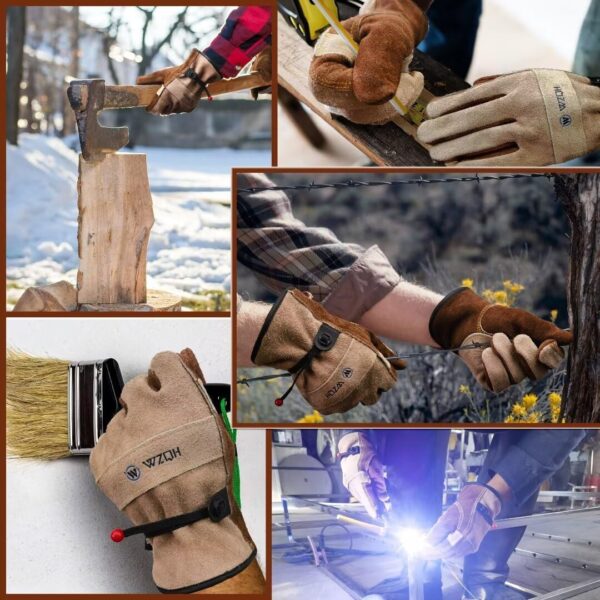 Leather Work Gloves for Men or Women. Large Glove for Gardening, Tig/Mig Welding, Construction, Chainsaw, Farm, Ranch - Image 6