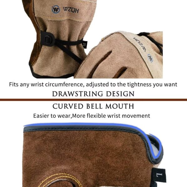 Leather Work Gloves for Men or Women. Large Glove for Gardening, Tig/Mig Welding, Construction, Chainsaw, Farm, Ranch