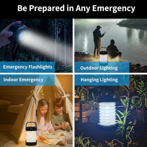 Solar Camping Lantern, Collapsible Rechargeable Camping LED Light,Portable USB Night Light for Power - Image 5