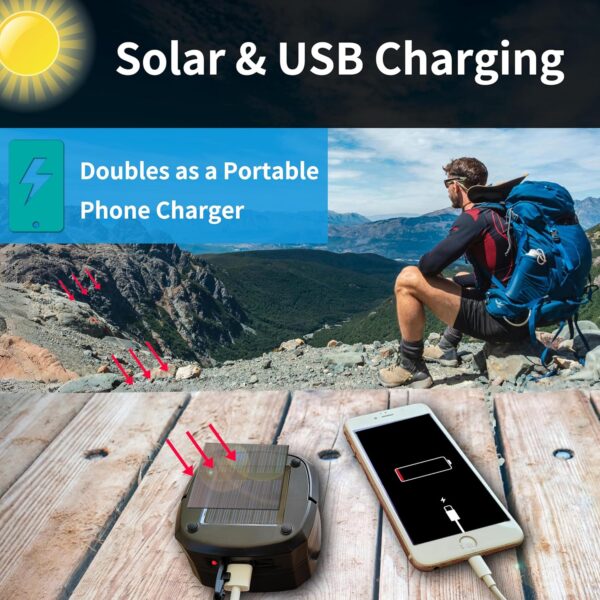 Solar Camping Lantern, Collapsible Rechargeable Camping LED Light,Portable USB Night Light for Power - Image 2